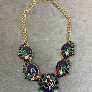 Talbots multicoloured gem jewelled rhinestone chunky statement necklace